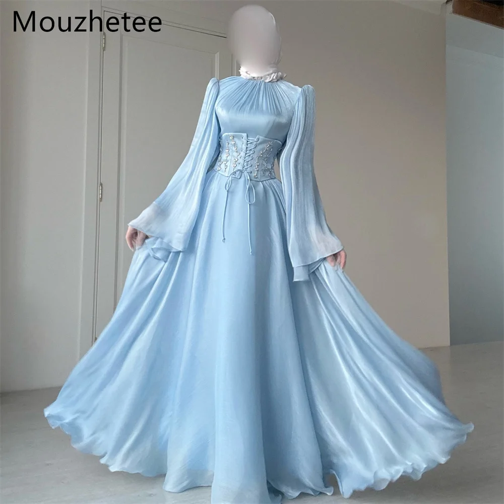 

Booma Shiny A-Line Strapless Crystal Dresses Formal Party Gowns for Women Simple O-Neck Long Sleeve Prom Gown Customize 2025