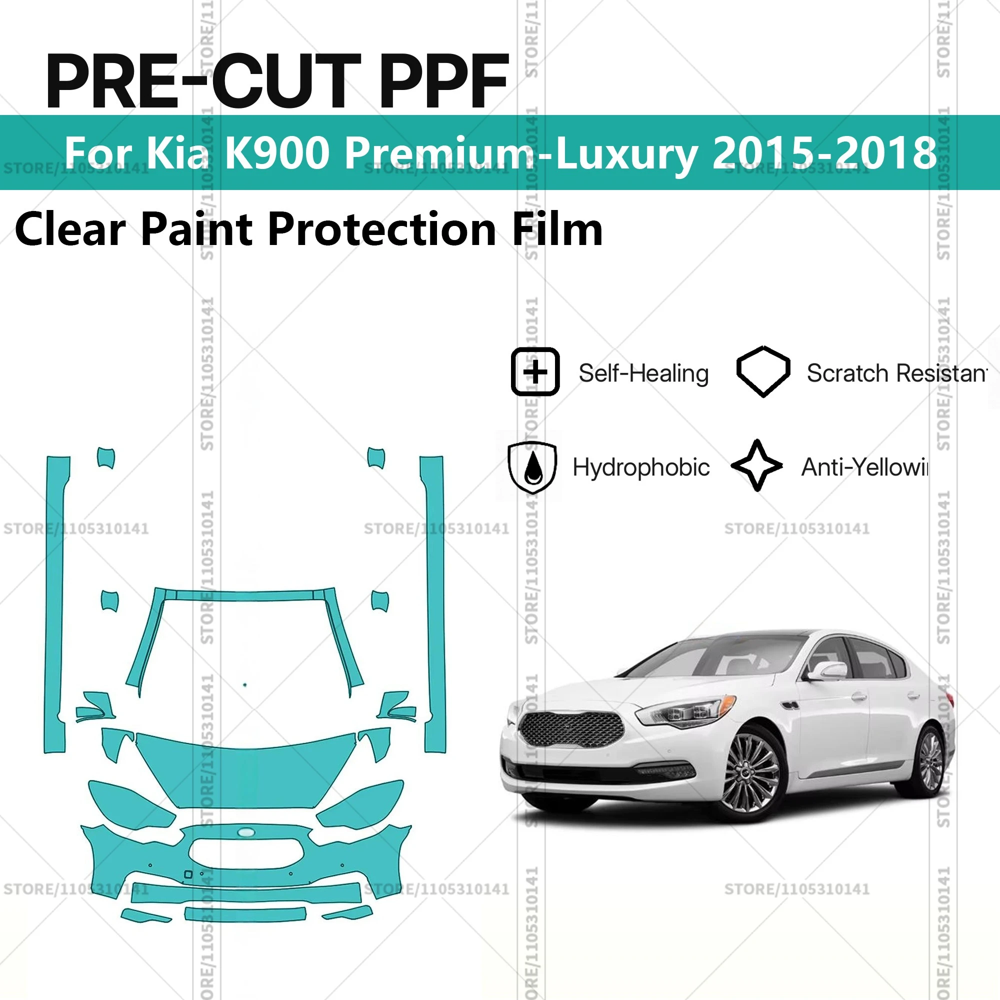 

For Kia K900 Premium-Luxury 2015-2018 Pre-Cut Paint Protection Film PPF Transparent Car Film Automotive PPF Front Kit - Rockers