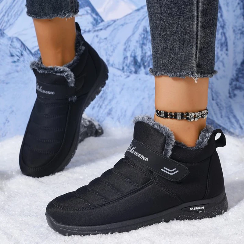 

Soft Furry Warm Ankle Boots for Women Sporty Black Thick Bottom Snow Boots Woman Winter 2025 Fleece Lining Casual Sport Shoe