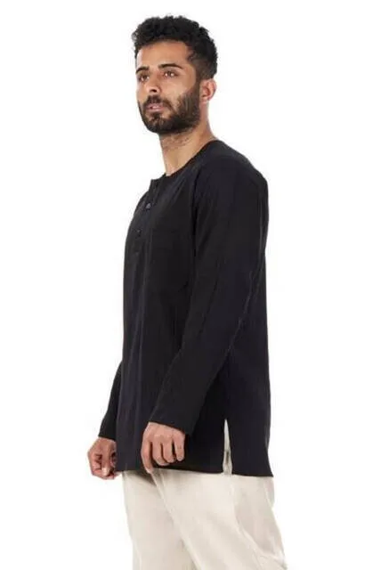 IQRAH Crew Neckline 3 Button Şilebezi Hajj Umrah Summer Shirt Black