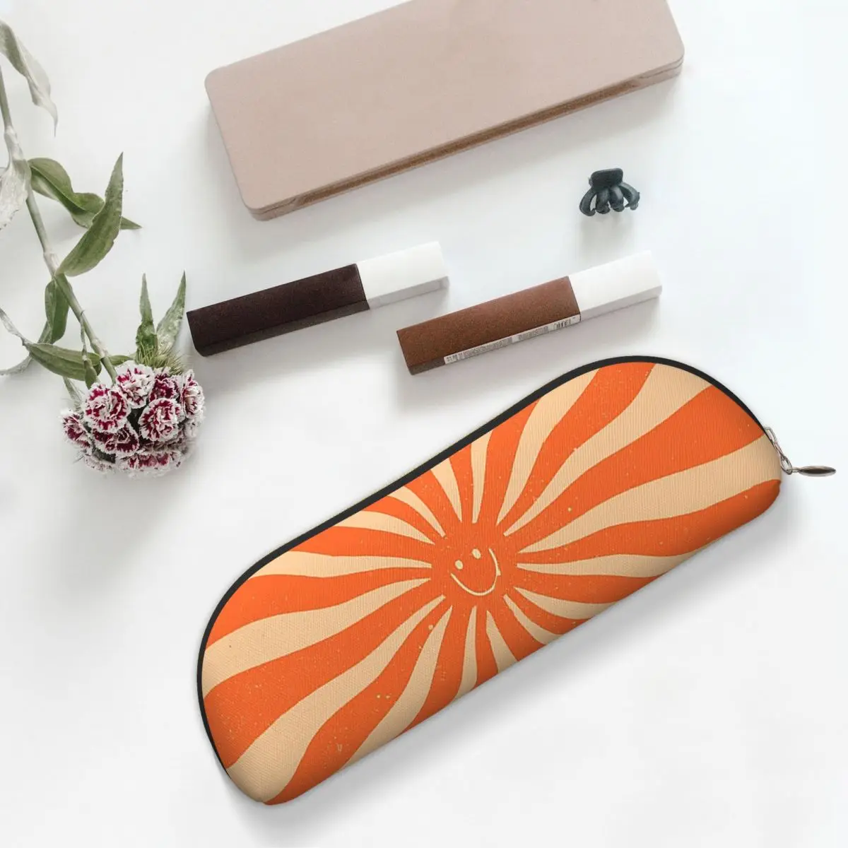 レトロサンビンテージ70年代オレンジペンケースペンポーチ収納文房具用品大容量収納ペンボックスペンバッグ男の子女の子用