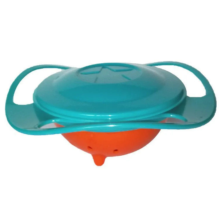 Flying‑saucer‑shaped balance bowl, 360‑degree spill‑proof rotating kids bowl, fun gyro‑style bowl