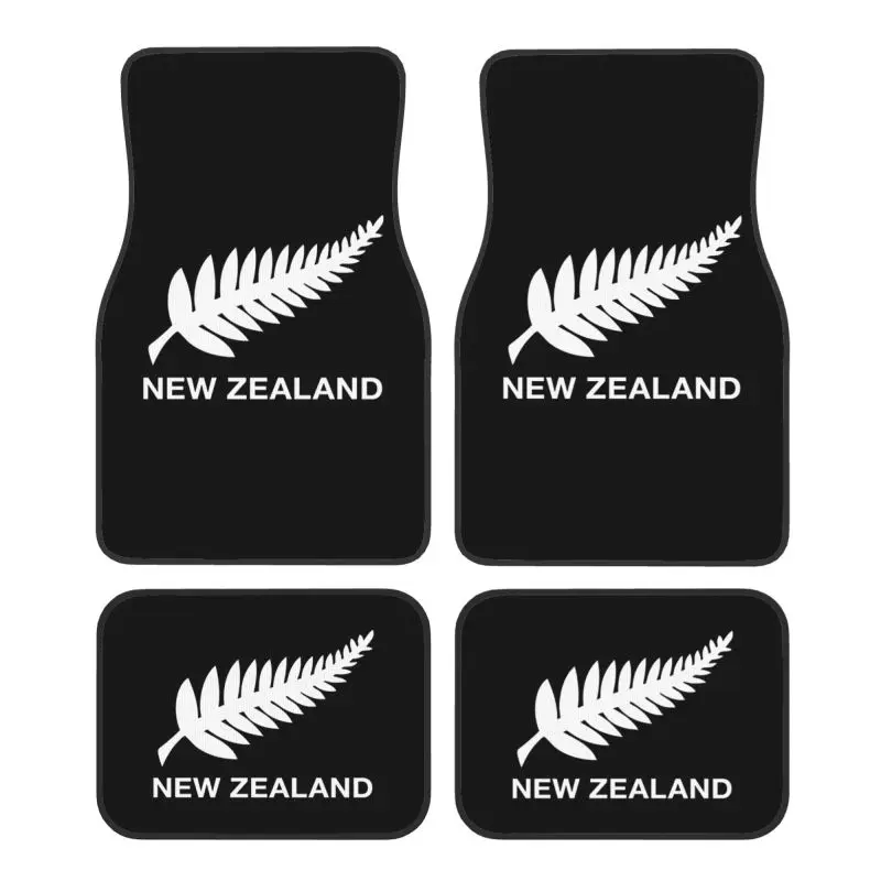 New Zealand All Blacks Car Floor Mats Set 4 Pcs Non Slip Front and Rear Foot Mats with Rubber Backing Car Accessories Universal