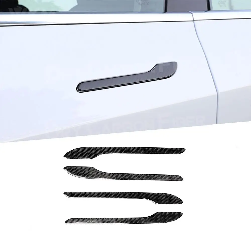 

Carbon Fiber Exterior Trims Car Door Handles Decorative Decal Cover Stickers For Tesla Model 3 2017 - 2019 Car Styling