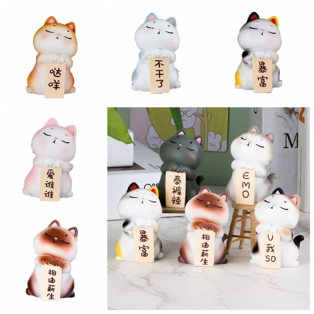 Kawaii Funny Words Cat Figure Doll Collectible Cartoon Mini Cat Ornaments Cute Crafts Cat Model Doll Toys Christmas