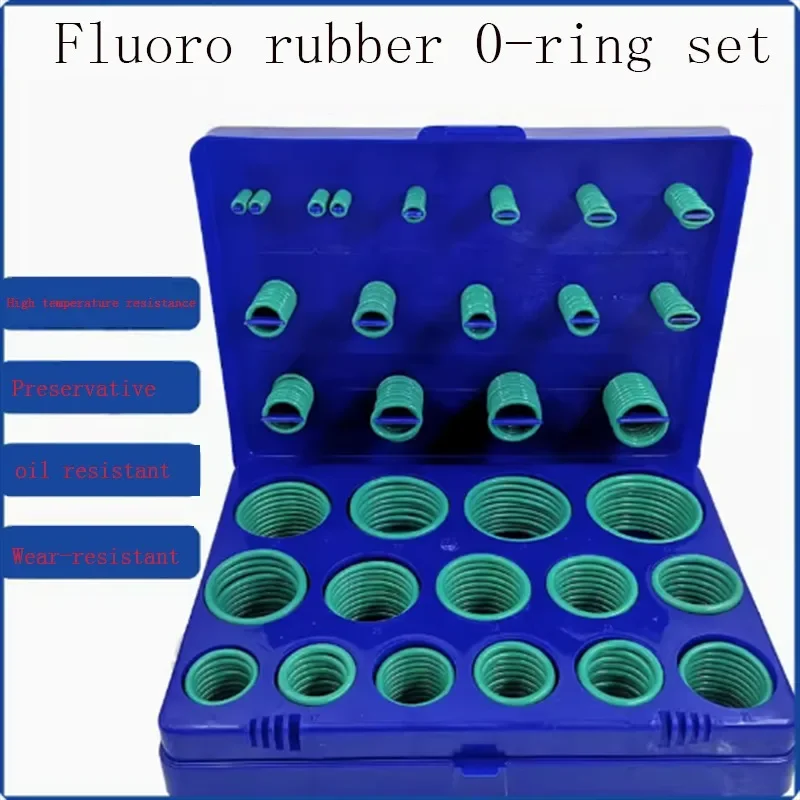 Fluorine rubber Ring Green FKM O Rings Kit O-Ring Seal Rubber Washer Gasket O-Ring Set Assortment Kit Box