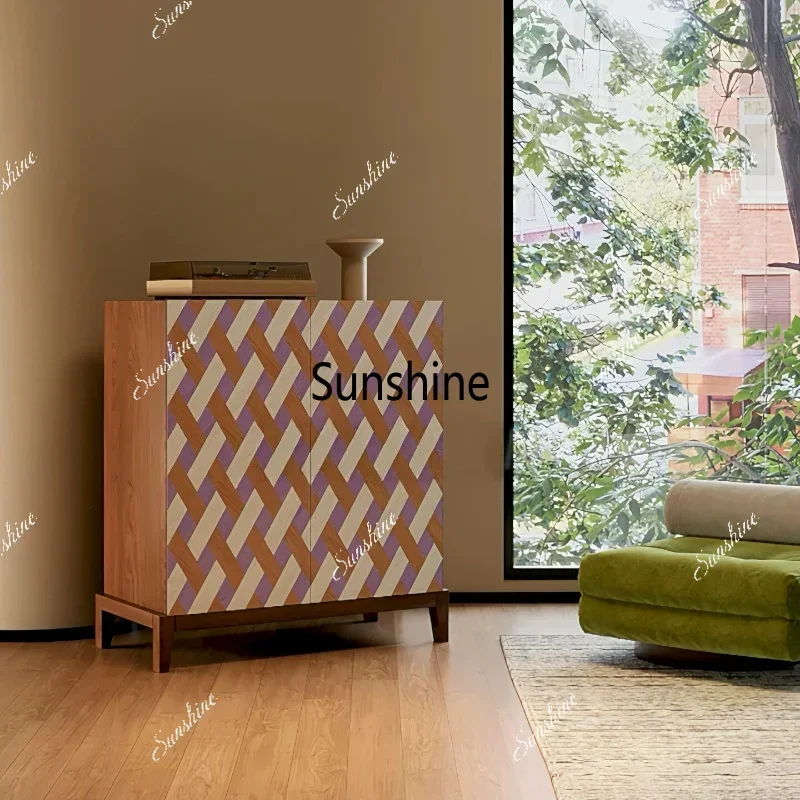 Medieval style painted entrance cabinet, model room decorative cabinet, household living room lockerTJTJ