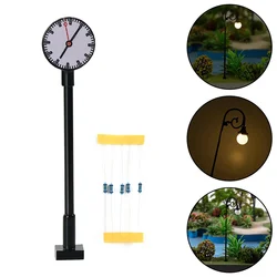 3szt platforma lampa z zegarem Model kolejowy lekki Model układu kolejowa HO skala 1:87 światła oświetlona platforma HO skala lampa z zegarem