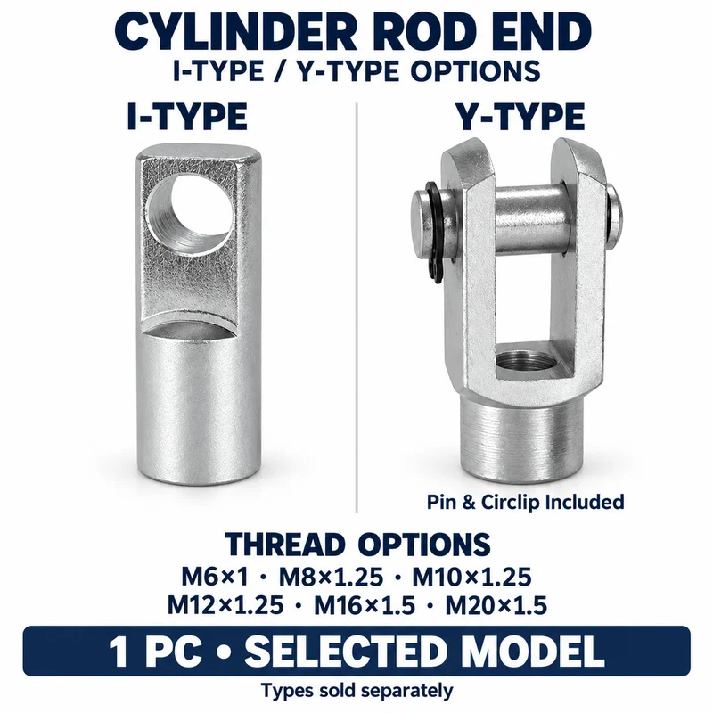 Pneumatic Cylinder Rod End I Type Eye Y Type Clevis with Pin Female Thread M6 M8 M10 M12 M16 M20 SC MAL Air Cylinder Fitting 1PC