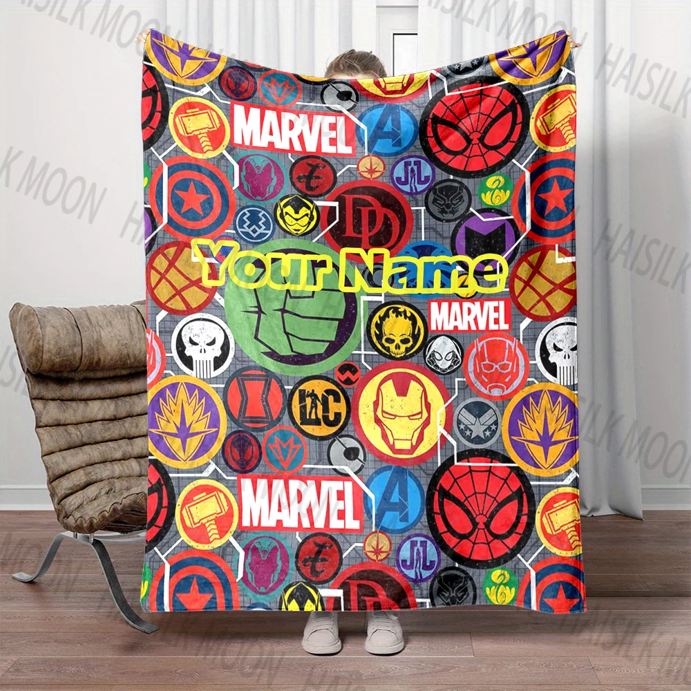 Custom Name Disney Marvel's Avengers Printed Blanket, All-Season Multi-Use for Nap, Camping, Travel, Car ,sofa Machine Washable