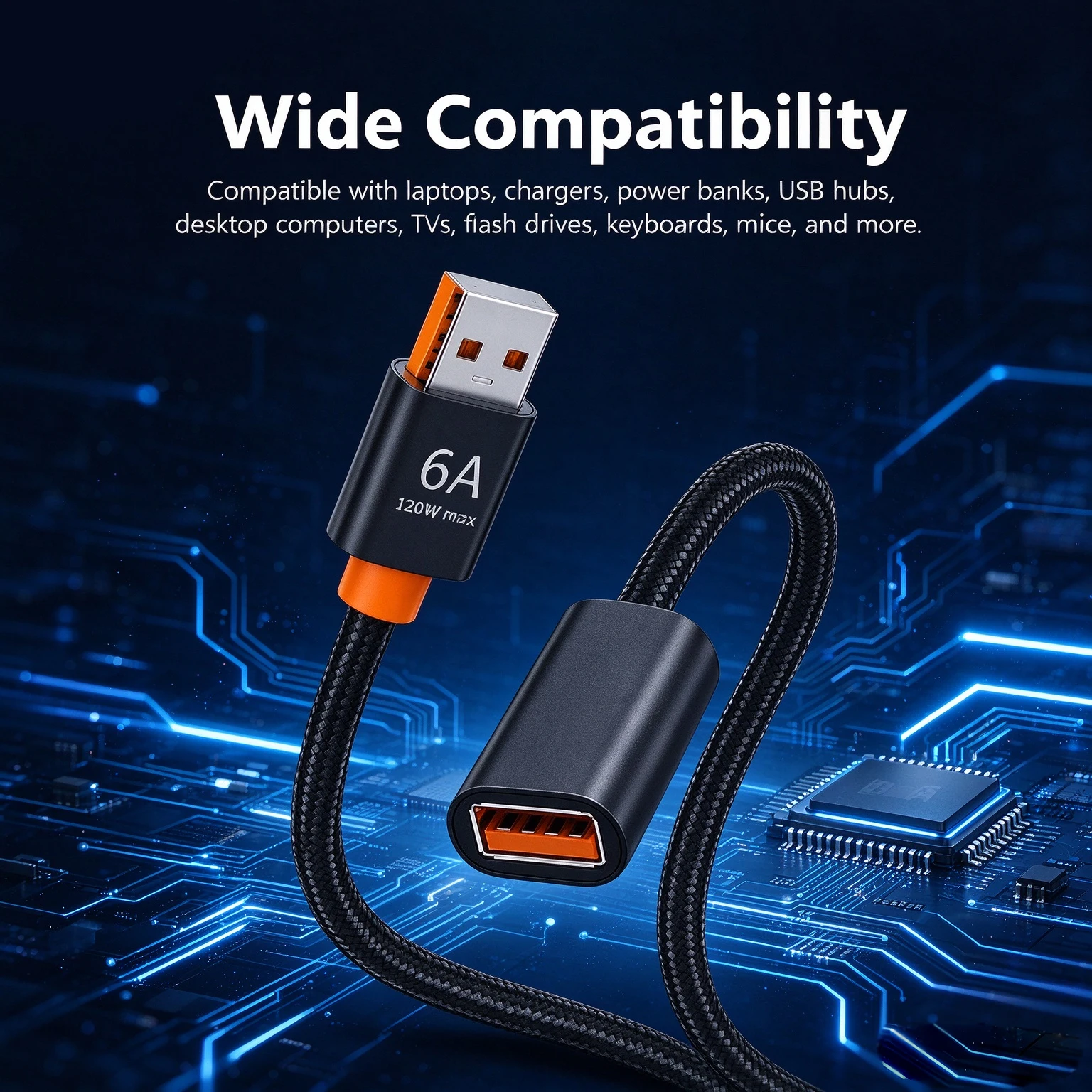 USB 2.0 A형(수) - A형(암) USB 연장 케이블, 키보드, 웹캠, 마우스, 게임패드 등 다양한 기기와 연결하여 최대 480Mbps의 데이터 전송 속도를 제공합니다.