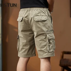 New Men Summer Shorts Pants Multi-Pockets Men's Shorts Casual Male Cargo Shorts Pants Fashion Zipper Elastic Waist Kpop Trendy