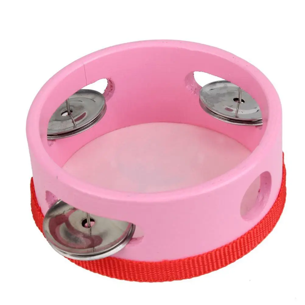 아기 핸드벨 10cm 다채로운 만화 동물 탬버린 어린이 손 조정 개발 안전한 식품 등급 염료 나무