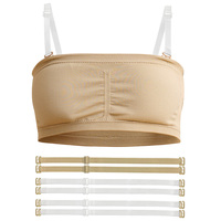 Girls Ballet Dance Seamless Bandeau Bra for girls Gymnastics Crop Top with 2 Pairs of Clear Straps and Chest Pads Dance Bras