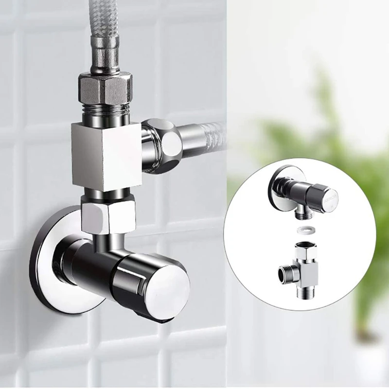 Adaptador de desviador de agua de 3 vías de latón, Conector de válvula de repuesto de ángulo de bidé de ducha de baño, Instalación rápida