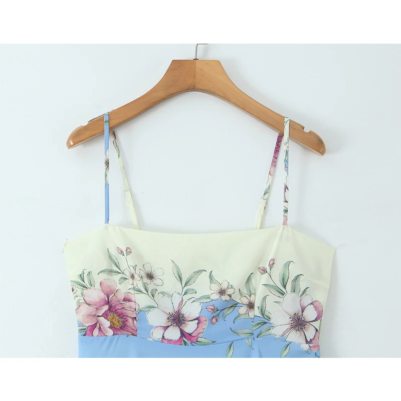 YENKYE Sexy Spaghetti-trägern Blumen Druck Lange Urlaub Kleid Frauen Elegante Hohe Taille A-linie Sommer Kleider 2026 Maxi Vestidos