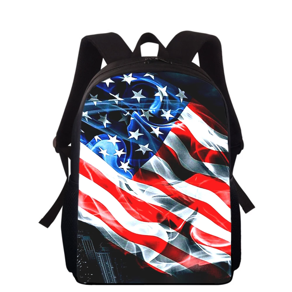 

USA American flag 16" 3D Print Kids Backpack Primary School Bags for Boys Girls Back Pack Students School Book Bags