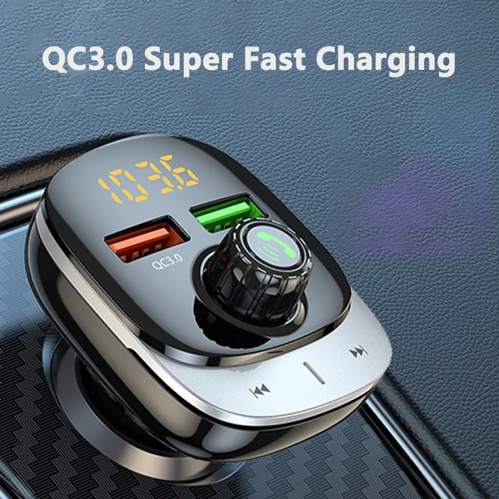 

Car Mp3 Player Dual Usb Fast Charger Fm Bluetooth Receiver Bluetooth Compatible 5.0 Fm Transmitter Usb Flash Drive Plug Car Kit