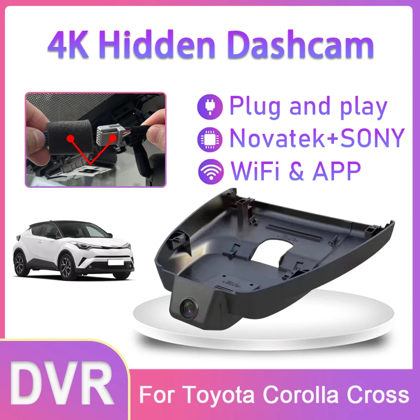 

2160P Wifi Special Car DVR 4K Dash Cam Camera Video Recorder Original For Toyota Corolla Cross 2023 Plug and play Hidden DashCam