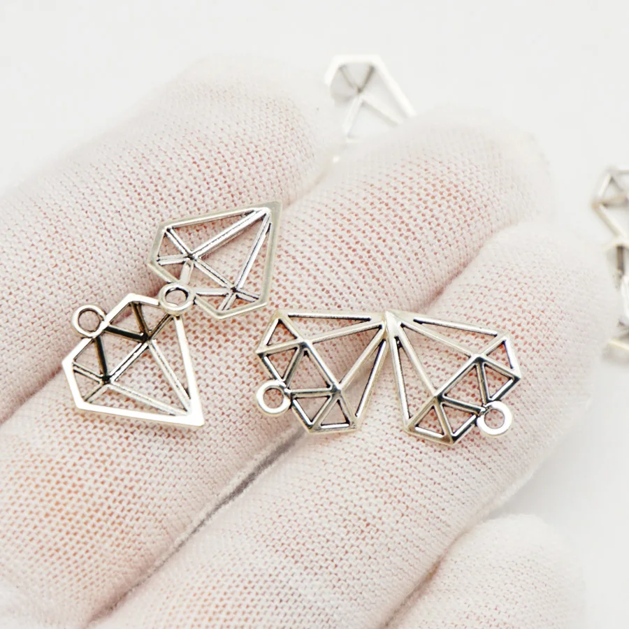 40PCS Hollow Triangle Charms KC Gold Color Geometric Zinc Alloy Pendant Necklace Bracelet Jewelry Making Accessory