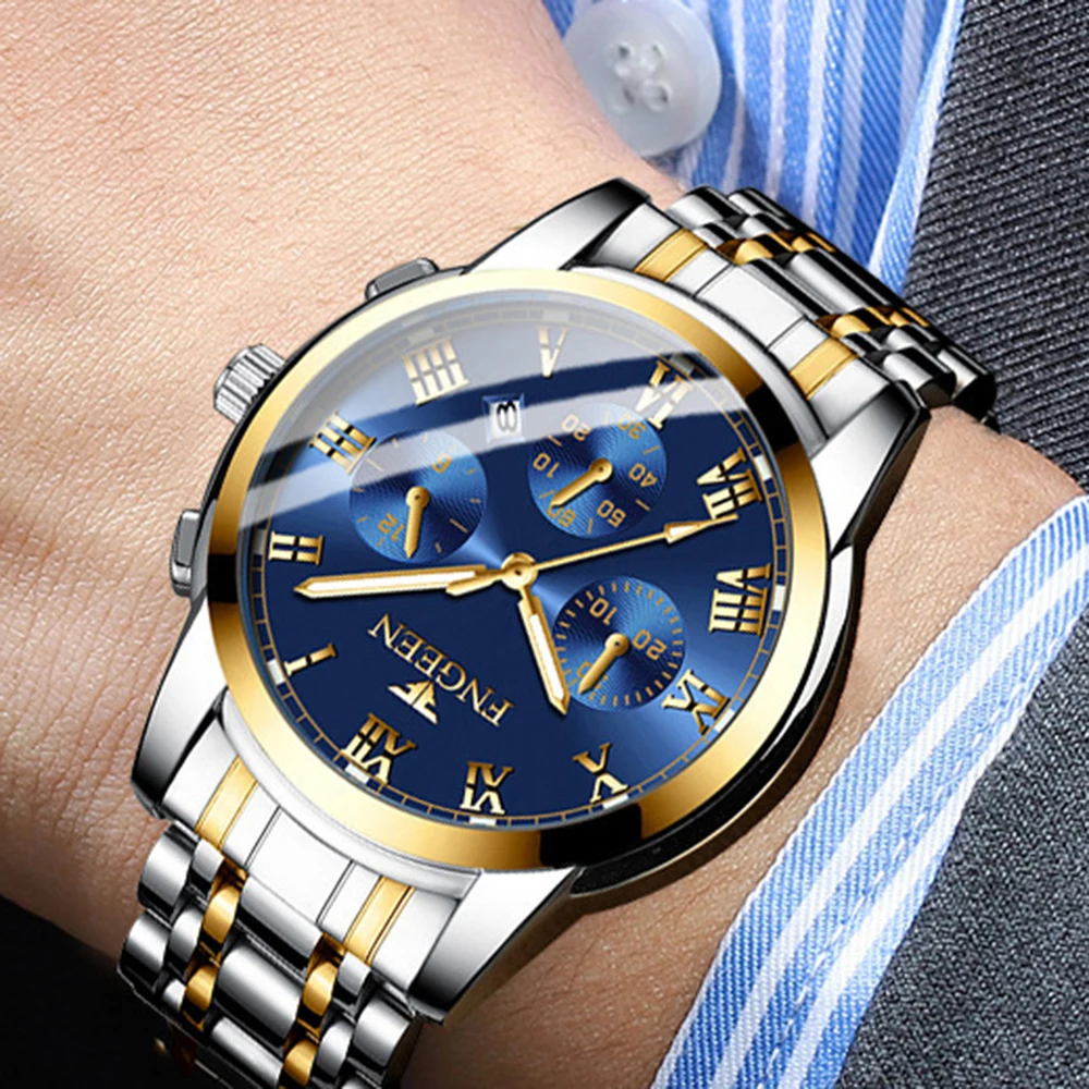 New Selling Fashion Trend Quartz Wristwatch for Students Auto Date Luminous Male Clock Steel Waterproof Orient Watches for Men