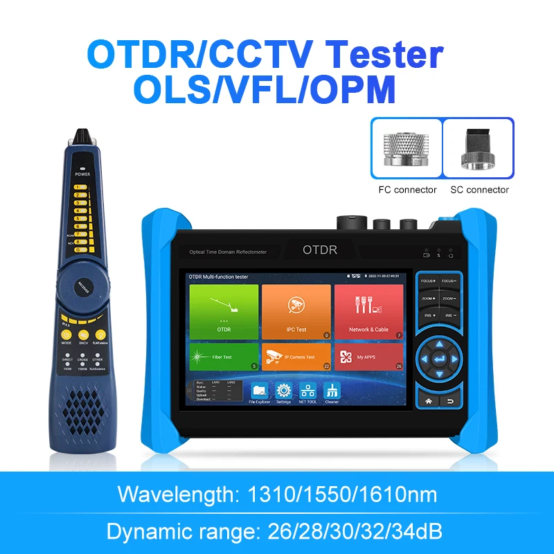 

WANGLU 5.4 Inch Cheaper Handheld OTDR combined with 8K H.265 CCTV Tester IP OPM VFL Fiber Cable Tester