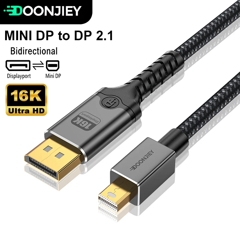 16K Mini DisplayPort to DisplayPort Cable DP2.1 8K 60Hz Bi-Directional Transmission DP to Mini DP Cables for MacBook Air Monitor