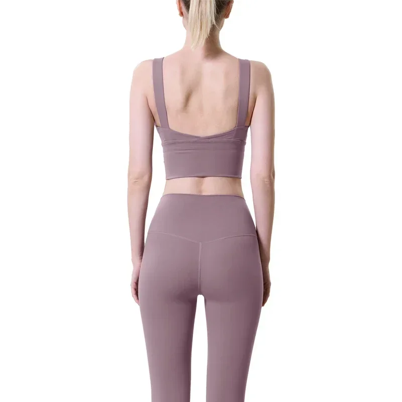 

2 Piece Yoga Sets Sports Fitness High Waist Hip Raise Pants Cutout Bra Suit Workout Clothes Gym Leggings Set for Women