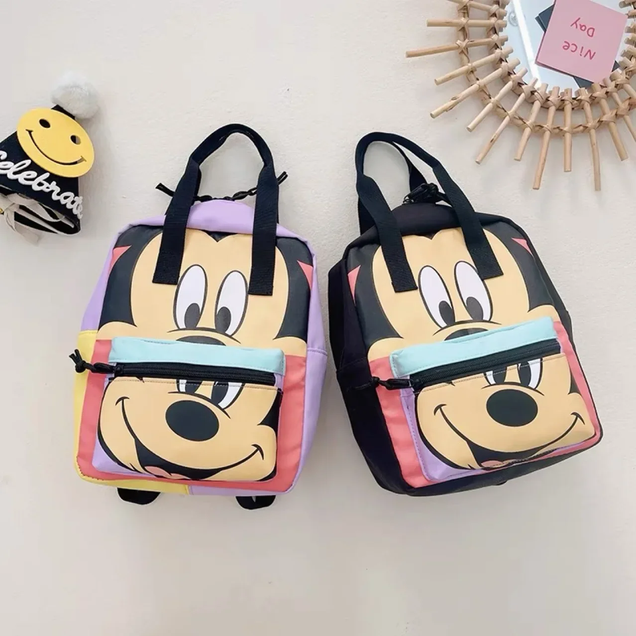 Sacs à dos Disney Kawaii pour filles, sacs à paillettes imprimées, rangement de voyage, cartables à la mode, mini sac à dos de maternelle