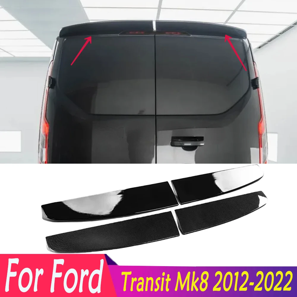 Double Door Car Rear Wing Spoiler High Quality ABS Glossy Black Carbon Fiber Look Body Kits For Ford Transit Mk8 2012-2022