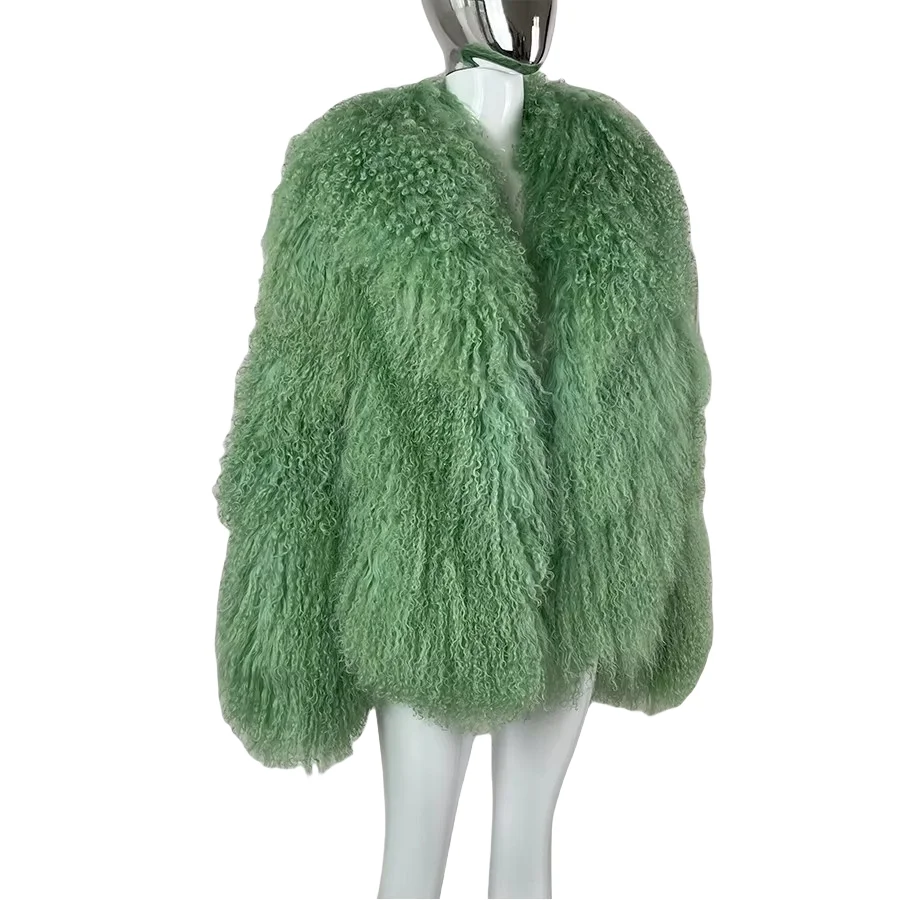 معاطف جلد الغنم الحقيقي للنساء المنغولية لامب الفراء سترة الشتاء قصيرة معطف الفرو الطبيعي السيدات أبلى