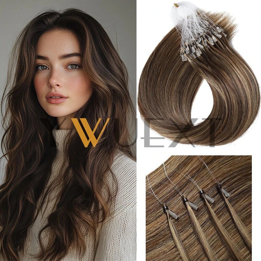 Micro Loop Hair Extensions Real Natural Straight Micro Ring Link Hair 50g/50pcs/pack Loop Ring Human Hair Extension 16''-22''