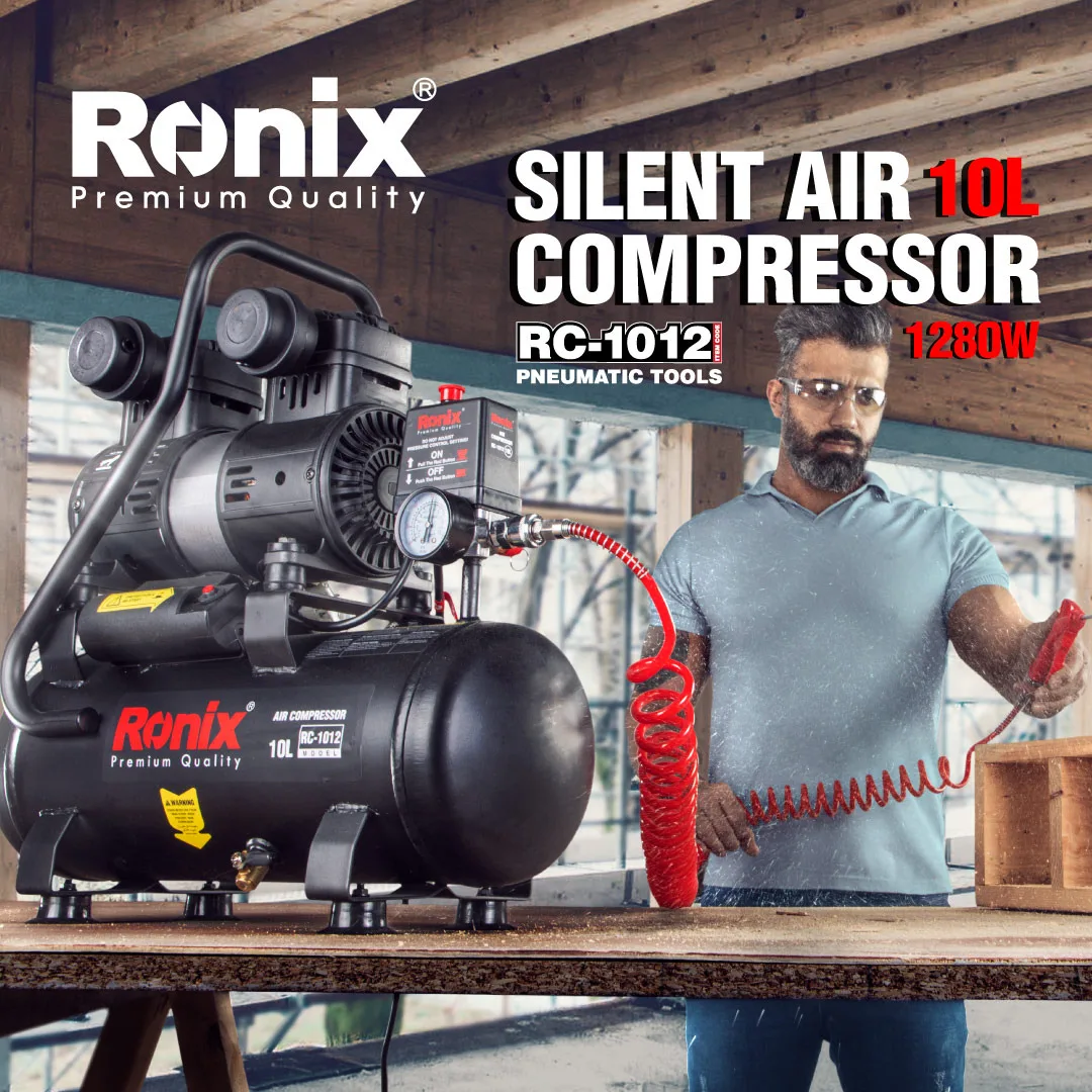 Ronix RC-1012 Silent  Air Compressor 10L Professional Portable 80L/min Car Compressor Mini Air-Compressor Pump Machine