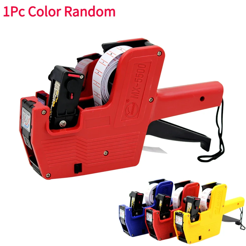 8 Digits Digital Tag Gun Price Label Gun+ 1 Lines Labels +1 Ink 5500 Price Marker Gun Plastic Labeller Sticker Random Color