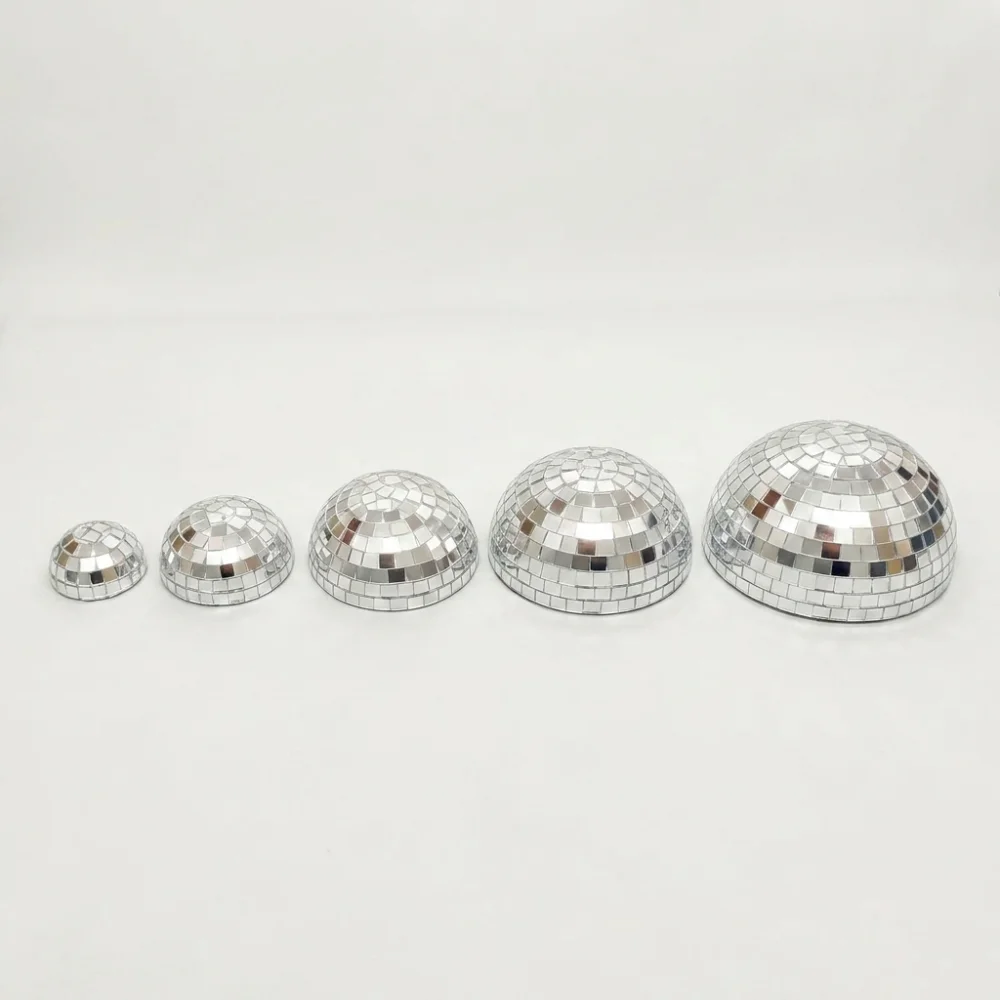 5Pcs Metallic Disco Ball Half Wall Decor Glittery Light-refracting Mirror Disco Ball Wall Art Adhesive-backed Semicircle