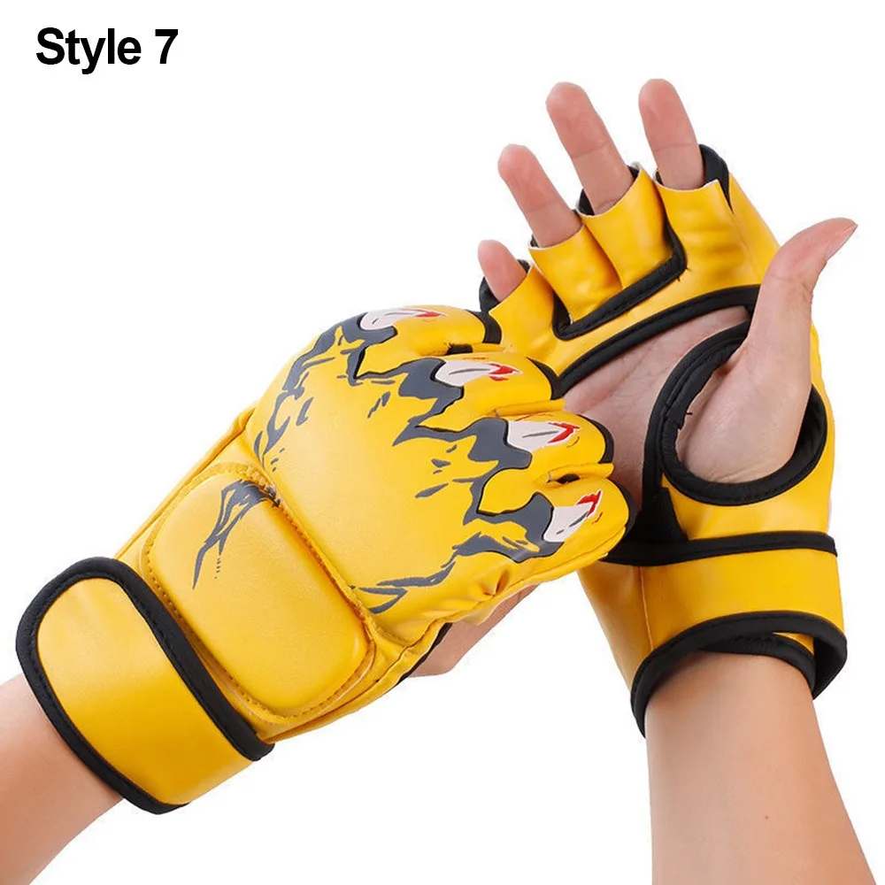 

1Pair Professional Boxing Gloves Leather Cushion Versatile Training Gloves Half Finger Kickboxing Gloves