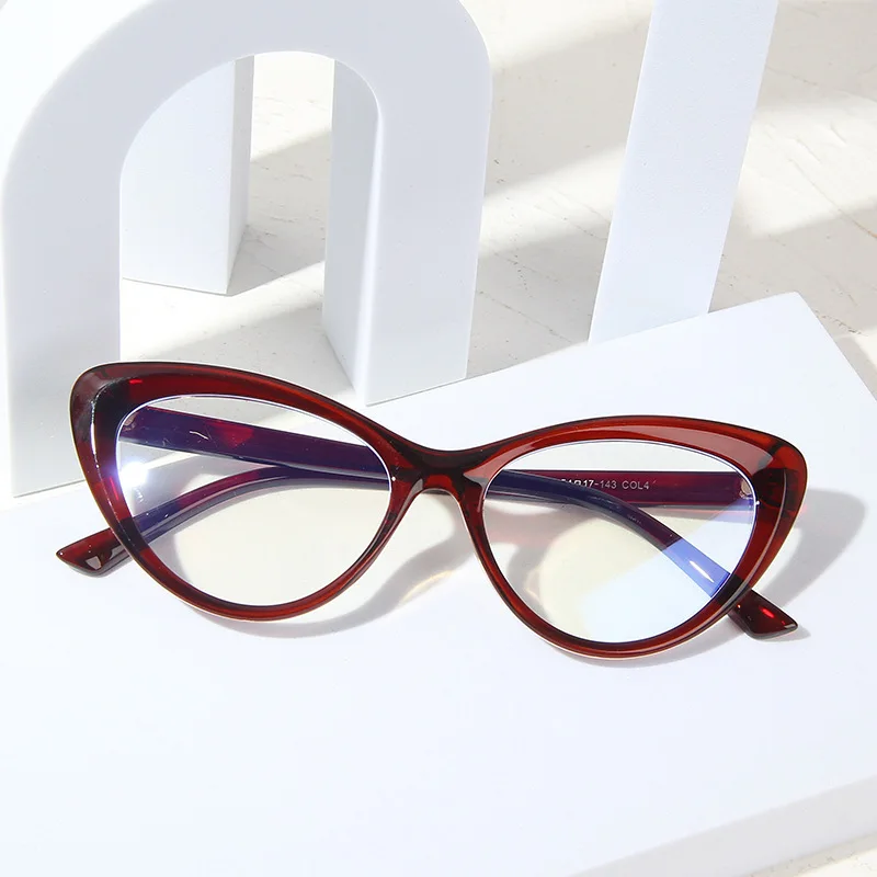 Trendy Cat Eye Glasses For Women 2024 Fashion Anti-Blue Light Transparent Eyeglasses Large Frame Computer Glasses