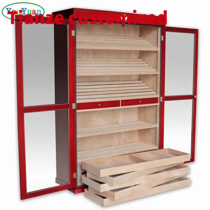 (customized)Wooden Cigar showcase display double glass display showcase smoke shop cigar stand