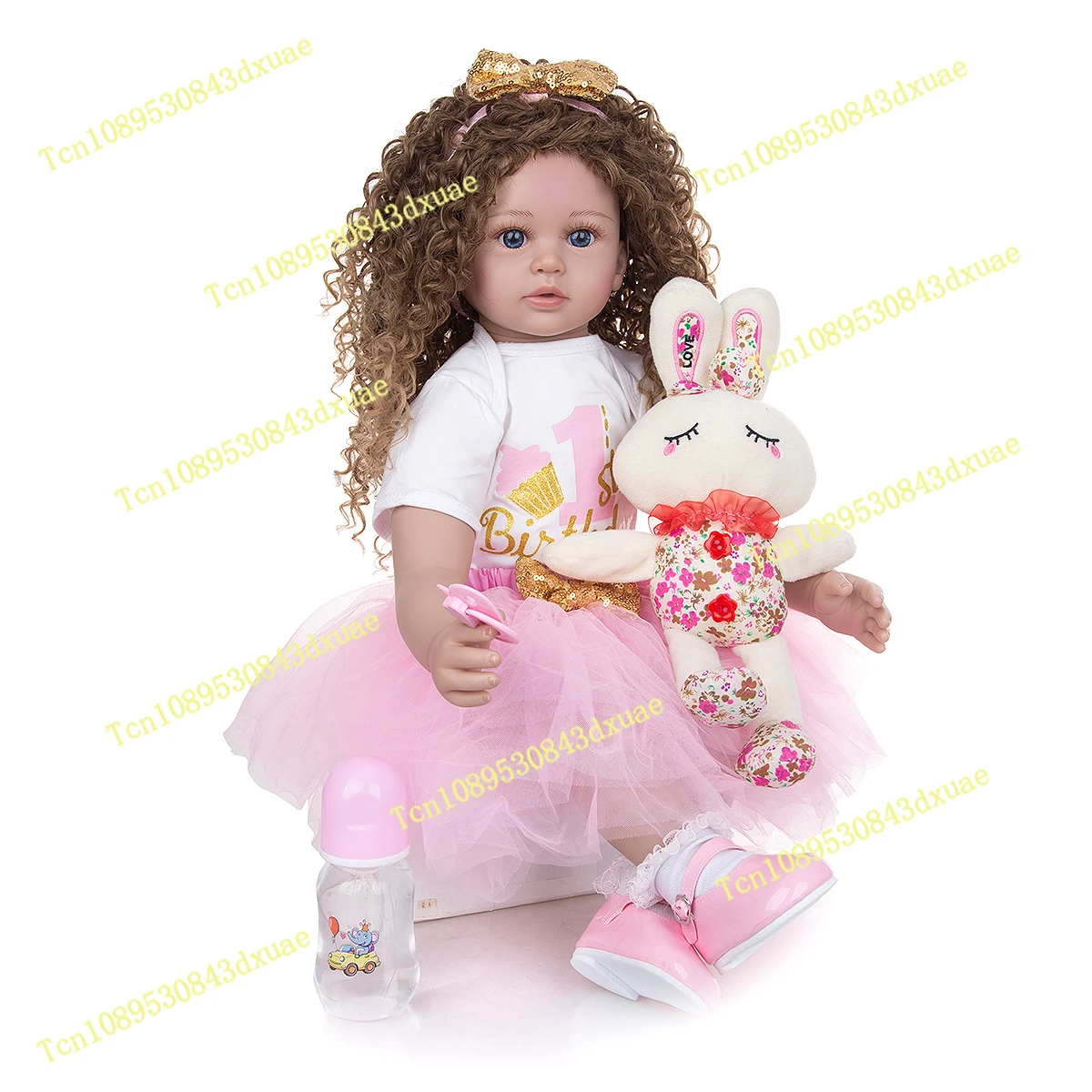 

60 CM Reborn Dolls Menina Long Hair Lifelike Soft Silicone Cloth Body Newborn Boneca Toys Kids Birthday XMAS Gift