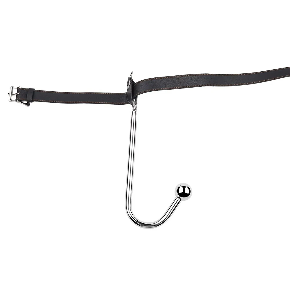 Leather BDSM Anal Hook Set with Metal Hook Restraint Belt Mouth Plug Handcuffs Adult Sex Toys for Position Assistance view 6