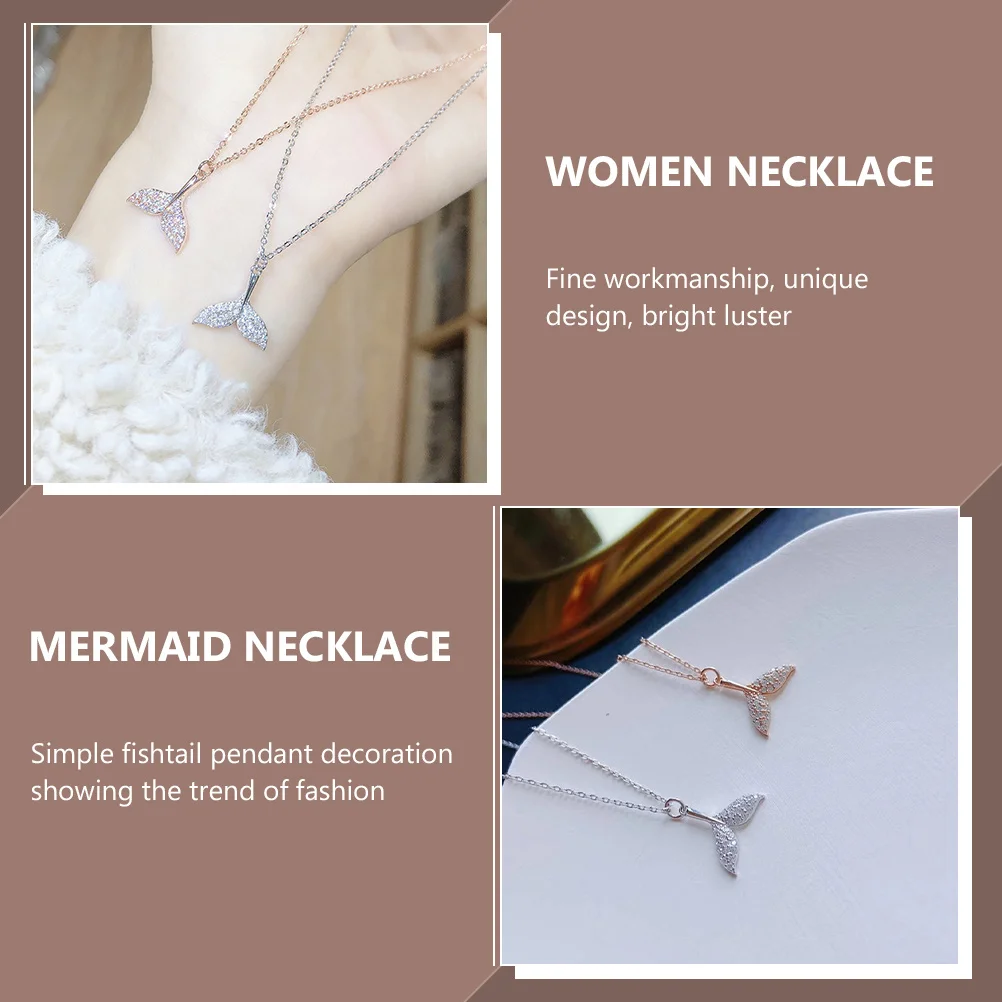 

Mermaid Necklace Female Chic Pendant Decoration Simple Design Comfortable Wear Party Dinner Jewelry Mermaid Necklace