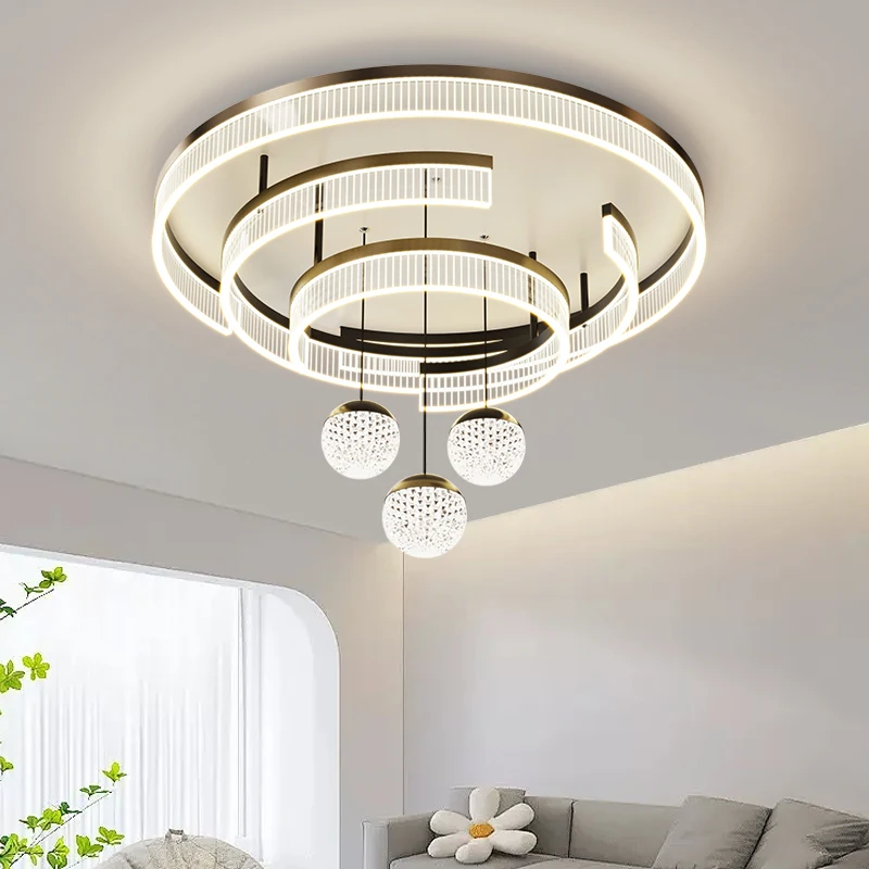 Lampu Gantung LED Mewah Modern Nordik, Lampu Plafon Bola Sederhana untuk Ruang Tamu dan Lobi, Dekorasi Personal Selebgram