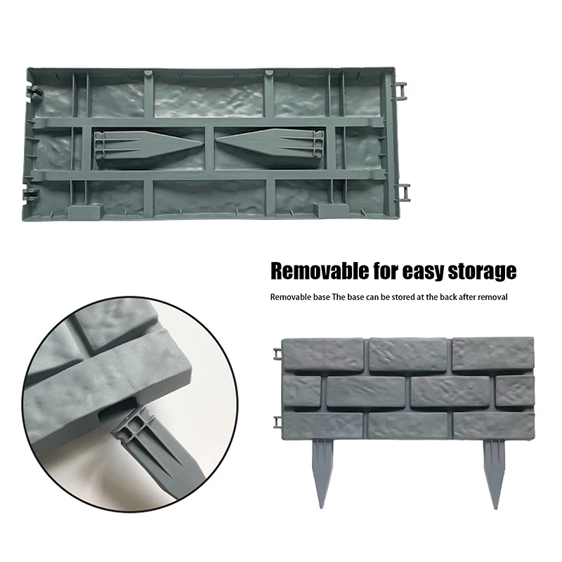 

4Pcs Garden Plastic Fence Edging Imitation Stone Fence Panels Simulated Tulip Flower Border Lawn Yard Barrier Decoration