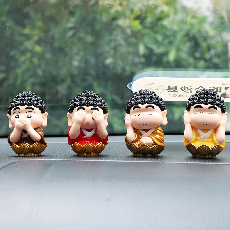 Crayon Shin-Chan Action Figure Toys para Crianças, Cos Buda, Anime, Boneca Kawaii, Modelo de Carro Ornamentos, Presente, 4Pcs