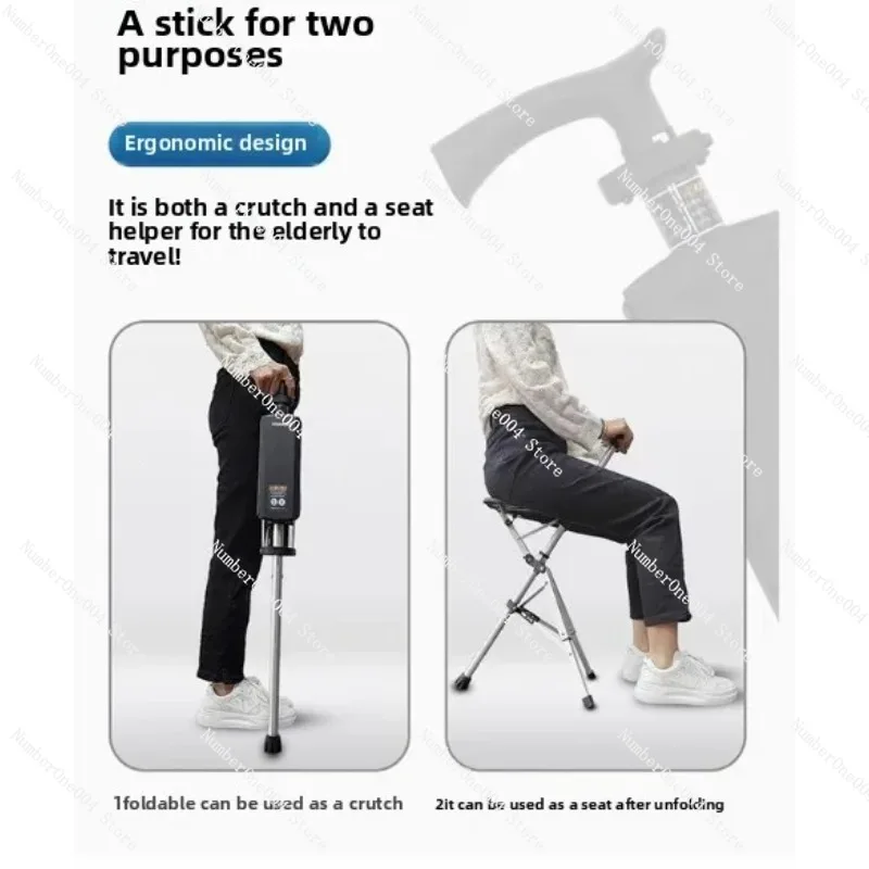 Qualidade Liga De Alumimento Dobrável Bengala Vara Com Assento Ajustable Cadeira Muleta Idosos Com Fezes #4