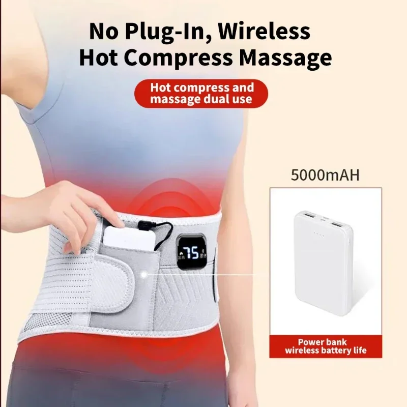 Electric Heat Pad Electric Lumbar Massage Belt Hot Compress Lumbar Brace Therapy Waistband Heat Waist with Vibration Massage