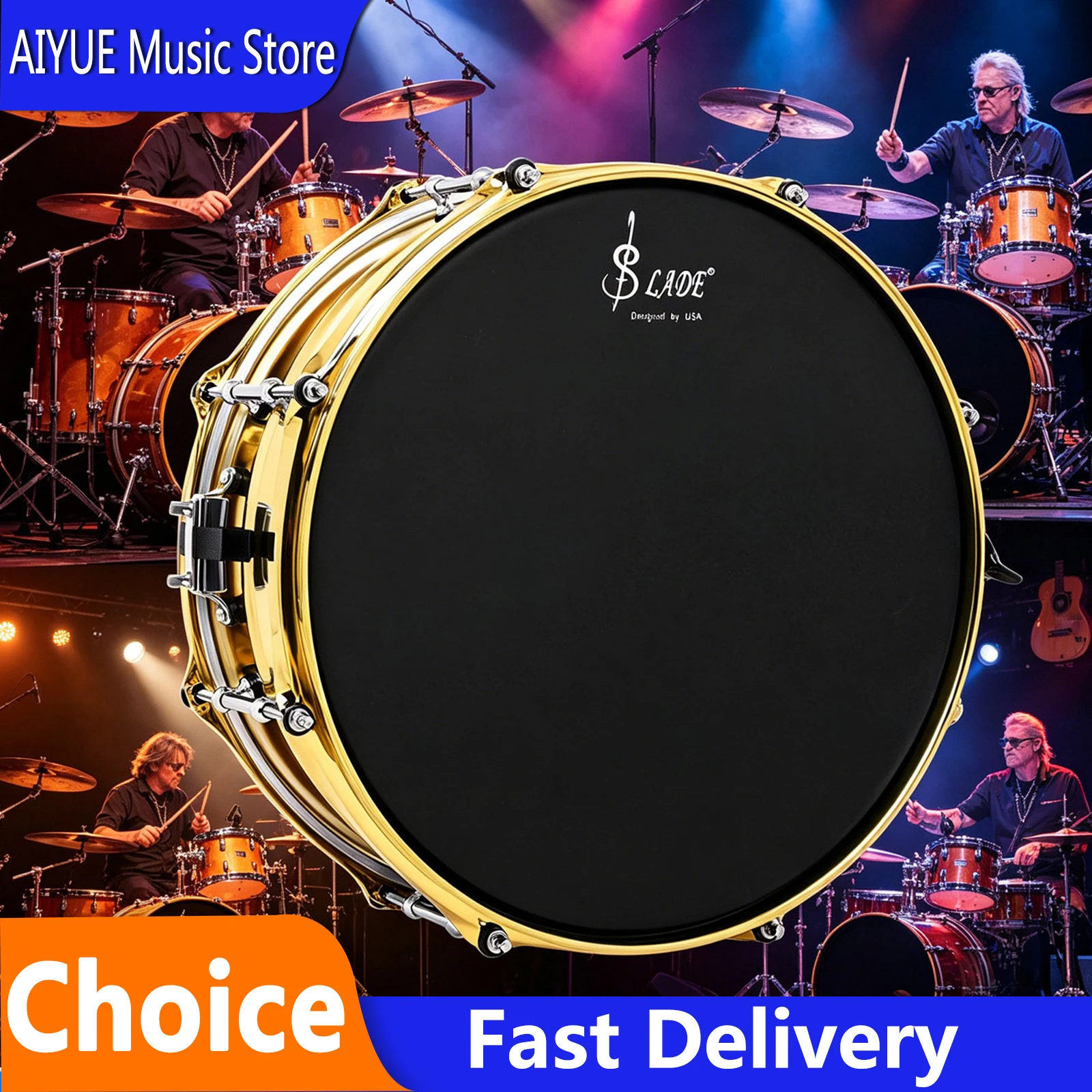SLADE Snare Drum 14x5.5 Inch Matte Gold Stainless Steel Snare Drums Polyester Drum Skins Percussion Instruments For Beginner
