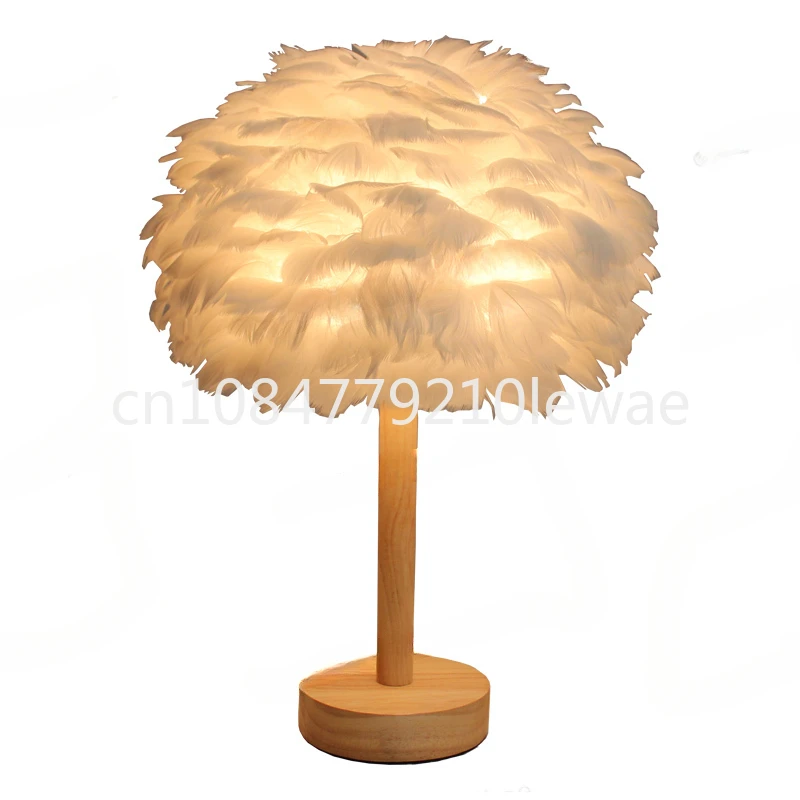 Scandinavian Style Feather Table Lamp, Warm Touch, Romantic Decoration, Bedroom, Bedside