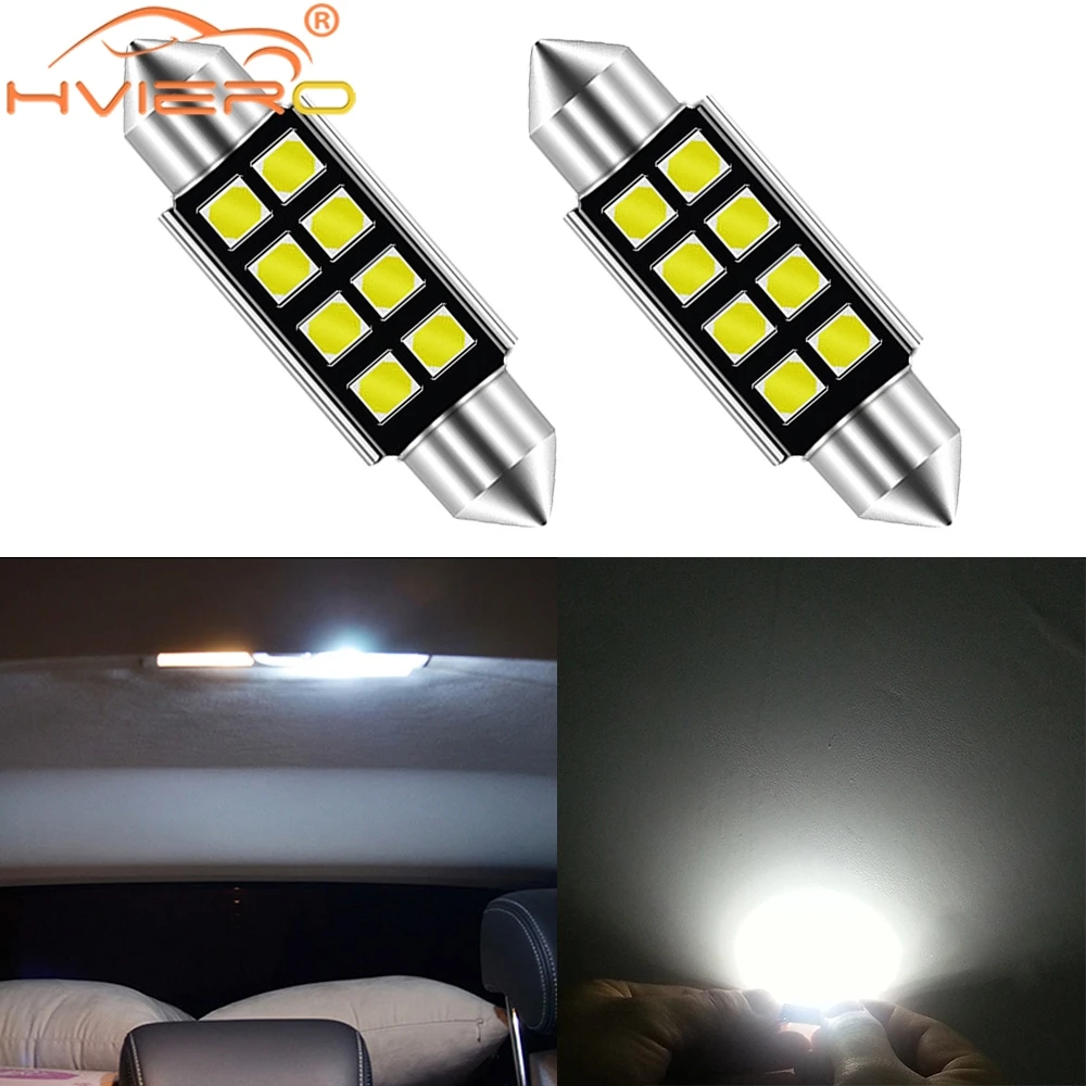 

2Pcs Festoon C5W C10W Car Reading LEDS 31mm 36mm 39mm 41mm SMD 2835 8Chips Auto Lamps Dome Lantern Interior Lights White DC 12V