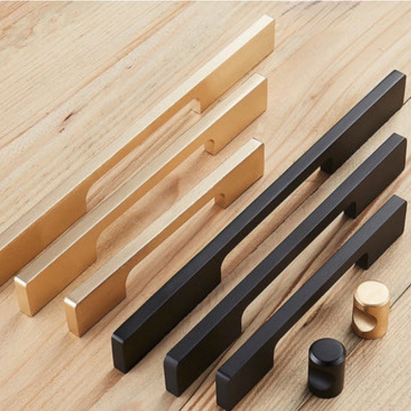 Matte Black Drawer cupboard aluminum alloy door handle,wardrobe door Flattened handle, plus size Lengthened simpleand,Hardware